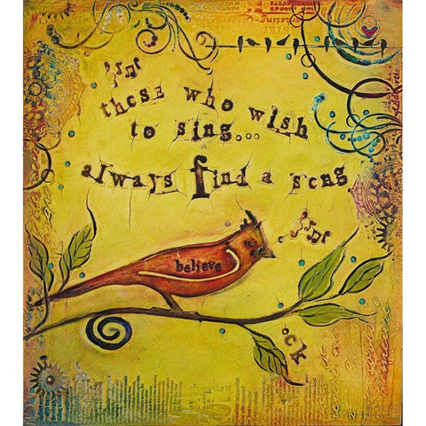 Wish to Sing Black Modern Wood Framed Art Print by Kinnison, Carolyn