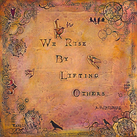 We Rise by Lifting Others Black Modern Wood Framed Art Print by Kinnison, Carolyn
