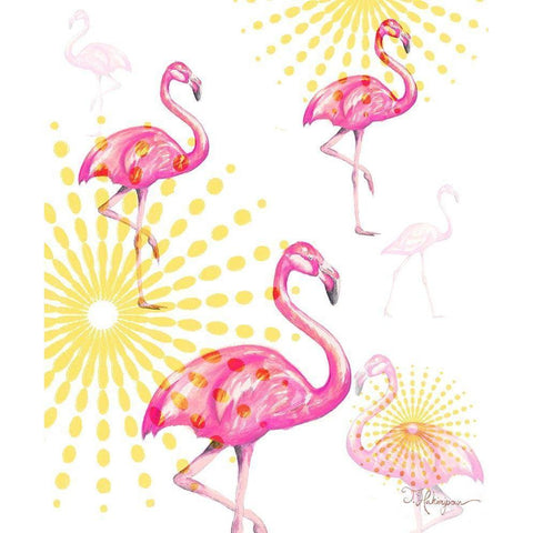 Fashion Flamingos Burst I Gold Ornate Wood Framed Art Print with Double Matting by Hakimipour, Tiffany