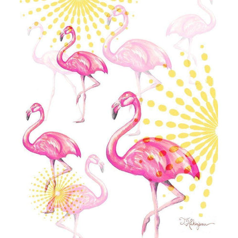 A Vision Of Flamingoes Gold Ornate Wood Framed Art Print with Double Matting by Hakimipour, Tiffany