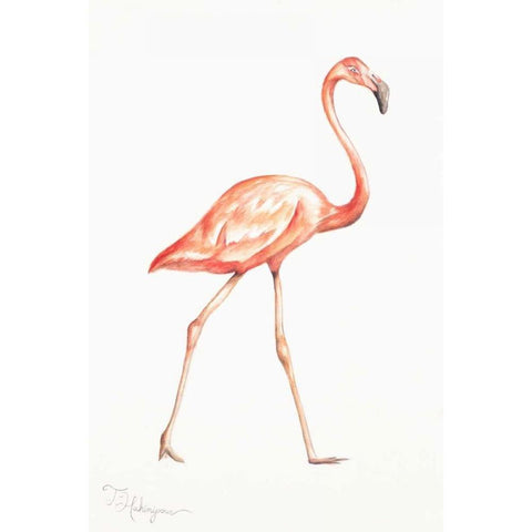 Flamingo Duo I Black Modern Wood Framed Art Print by Hakimipour, Tiffany