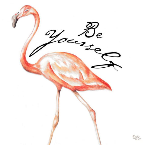 Be Different Flamingo II Gold Ornate Wood Framed Art Print with Double Matting by Hakimipour, Tiffany