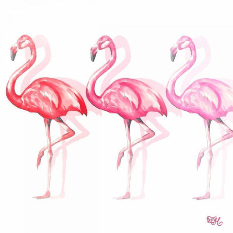 Flamingo Trio II Black Modern Wood Framed Art Print by Hakimipour, Tiffany