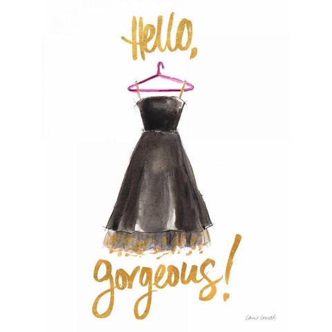 Hello Gorgeous Dress White Modern Wood Framed Art Print by Loreth, Lanie