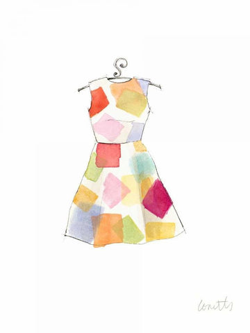 The Watercolor Dresses II White Modern Wood Framed Art Print with Double Matting by Loreth, Lanie