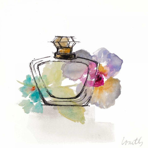 Crystal Watercolor Perfume  Square I White Modern Wood Framed Art Print by Loreth, Lanie