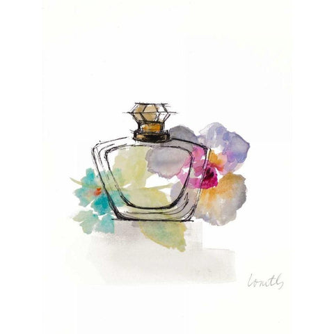 Crystal Watercolor Perfume I White Modern Wood Framed Art Print by Loreth, Lanie