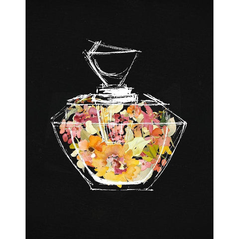 Crystal Watercolor Perfume on Black II Black Modern Wood Framed Art Print with Double Matting by Loreth, Lanie