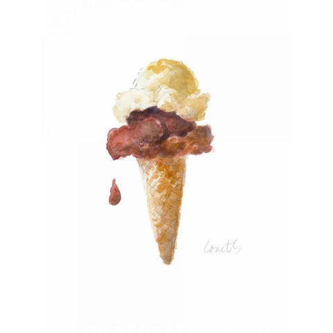 Watercolor Ice Cream Cone I White Modern Wood Framed Art Print by Loreth, Lanie