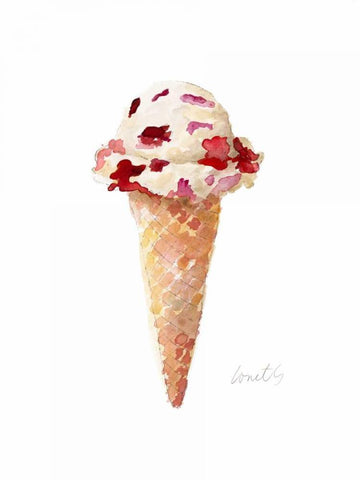 Watercolor Ice Cream Cone II White Modern Wood Framed Art Print with Double Matting by Loreth, Lanie