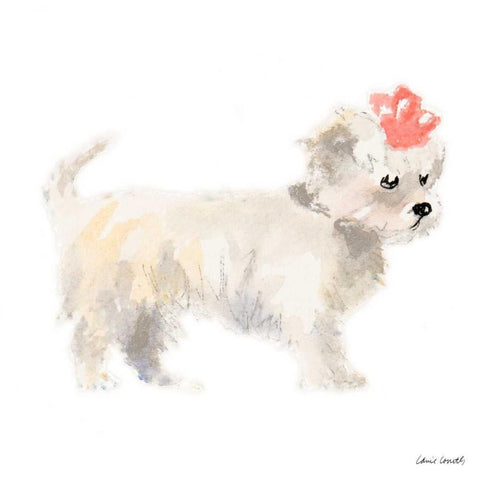 Girly Puppy White Modern Wood Framed Art Print with Double Matting by Loreth, Lanie