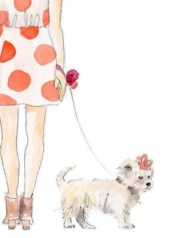 Girl With Puppy Black Ornate Wood Framed Art Print with Double Matting by Loreth, Lanie