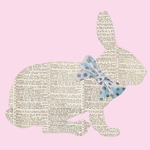 Easter Bunny Silhouette with Bow Black Modern Wood Framed Art Print with Double Matting by Loreth, Lanie
