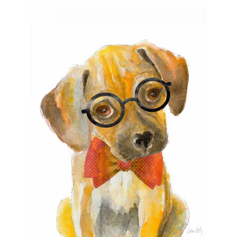 Nerd Pup White Modern Wood Framed Art Print by Loreth, Lanie