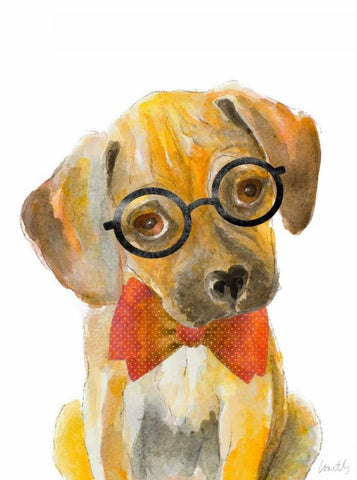 Nerd Pup White Modern Wood Framed Art Print with Double Matting by Loreth, Lanie