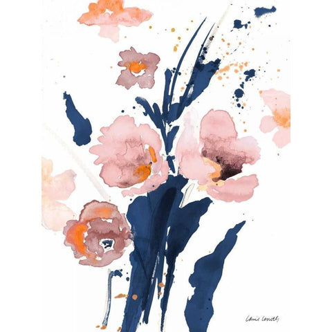 Watercolor Pink Poppies I White Modern Wood Framed Art Print by Loreth, Lanie