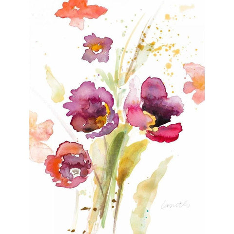 Watercolor Modern Poppies White Modern Wood Framed Art Print by Loreth, Lanie