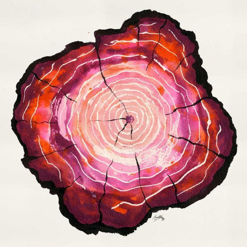 Colored Tree Trunk II Black Modern Wood Framed Art Print with Double Matting by Medley, Elizabeth