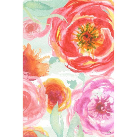 Colorful Roses I Gold Ornate Wood Framed Art Print with Double Matting by Medley, Elizabeth