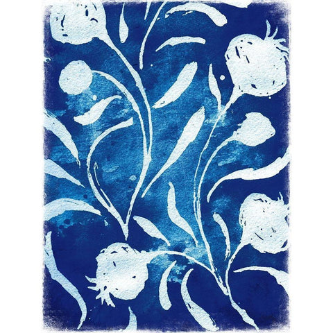 Azure Flora II Black Modern Wood Framed Art Print with Double Matting by Medley, Elizabeth