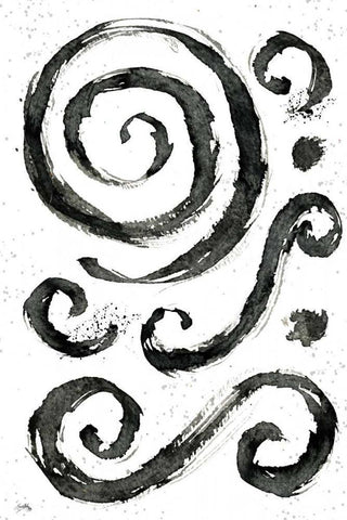 Tribal Swirls IV Black Ornate Wood Framed Art Print with Double Matting by Medley, Elizabeth