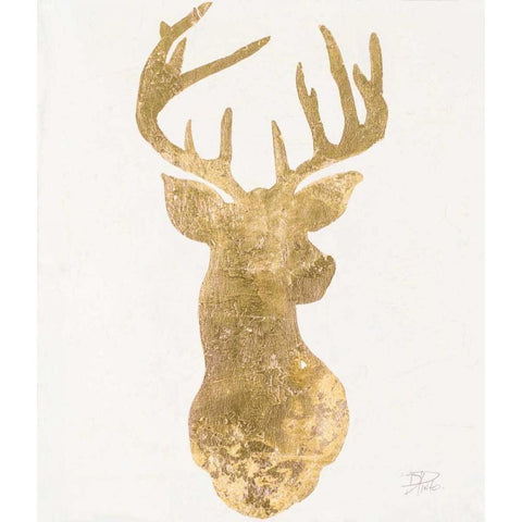 Gold Deer Black Modern Wood Framed Art Print with Double Matting by Pinto, Patricia