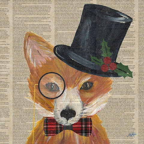 Holiday Animals III Black Ornate Wood Framed Art Print with Double Matting by DeRice, Julie