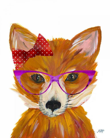 Nerdy Fox White Modern Wood Framed Art Print with Double Matting by DeRice, Julie