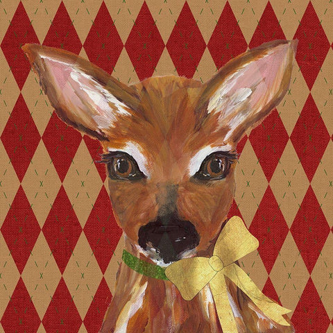 Holiday Animals II Gold Ornate Wood Framed Art Print with Double Matting by DeRice, Julie