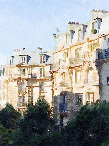 Watercolor Streets of Paris III White Modern Wood Framed Art Print with Double Matting by Navas, Emily