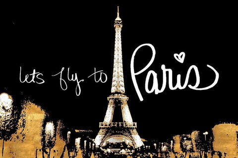Lets Fly To Paris White Modern Wood Framed Art Print with Double Matting by Navas, Emily