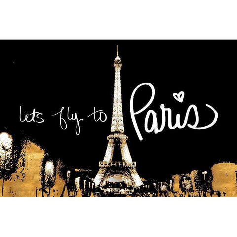 Lets Fly To Paris Gold Ornate Wood Framed Art Print with Double Matting by Navas, Emily