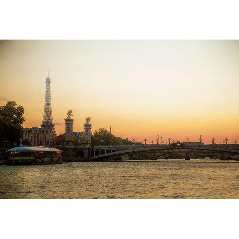 On the Seine Black Modern Wood Framed Art Print with Double Matting by Navas, Emily