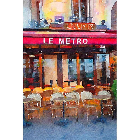 Watercolor Cafe Black Modern Wood Framed Art Print with Double Matting by Navas, Emily