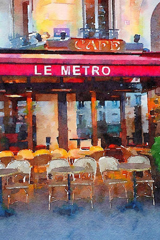 Watercolor Cafe White Modern Wood Framed Art Print with Double Matting by Navas, Emily