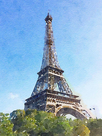 Watercolor Streets of Paris II Black Ornate Wood Framed Art Print with Double Matting by Navas, Emily