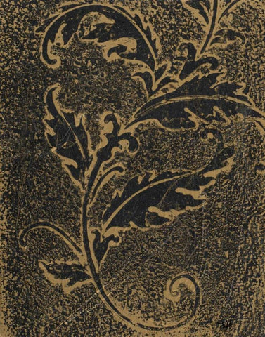 Leaf Scroll III Black Ornate Wood Framed Art Print with Double Matting by Hakimipour, Tiffany