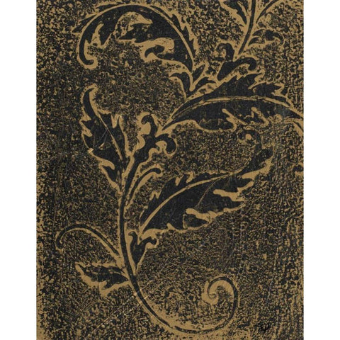 Leaf Scroll III Black Modern Wood Framed Art Print with Double Matting by Hakimipour, Tiffany