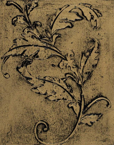 Leaf Scroll I Black Ornate Wood Framed Art Print with Double Matting by Hakimipour, Tiffany