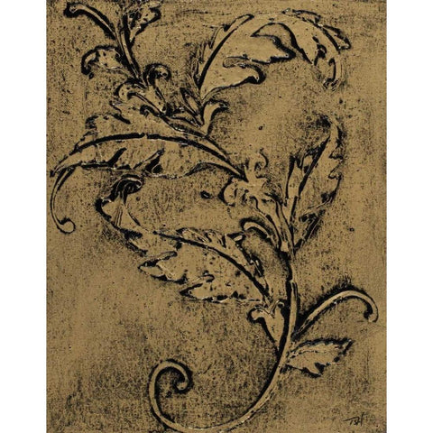 Leaf Scroll I Black Modern Wood Framed Art Print by Hakimipour, Tiffany