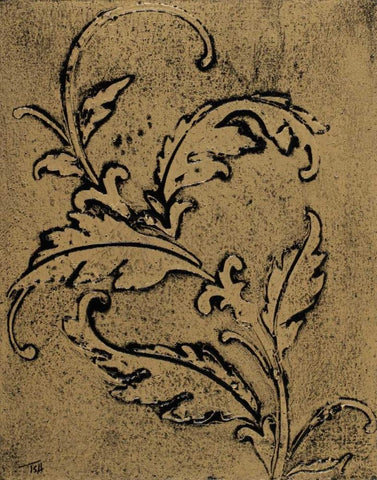 Leaf Scroll II Black Ornate Wood Framed Art Print with Double Matting by Hakimipour, Tiffany
