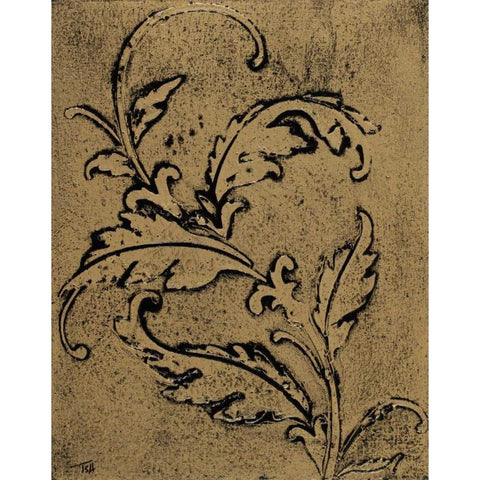 Leaf Scroll II Black Modern Wood Framed Art Print with Double Matting by Hakimipour, Tiffany