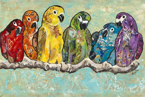 Flock of Colors White Modern Wood Framed Art Print with Double Matting by Ritter, Gina