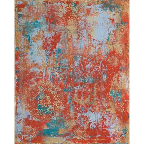 Orange Abstract I Black Modern Wood Framed Art Print with Double Matting by Ritter, Gina