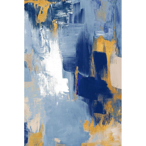 Golden Indigo Beauty II White Modern Wood Framed Art Print by Loreth, Lanie