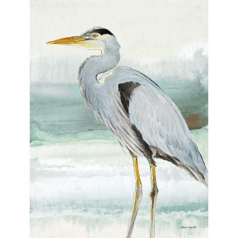 Heron on Seaglass  I Black Modern Wood Framed Art Print with Double Matting by Loreth, Lanie