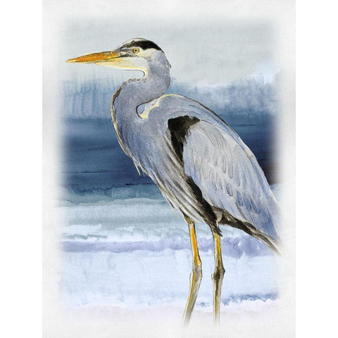 Blue on Blue Heron I Gold Ornate Wood Framed Art Print with Double Matting by Loreth, Lanie