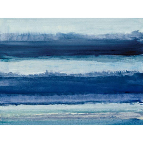 Blue Over Blue White Modern Wood Framed Art Print by Loreth, Lanie