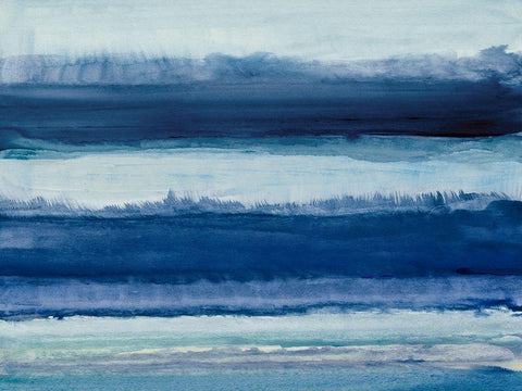 Blue Over Blue White Modern Wood Framed Art Print with Double Matting by Loreth, Lanie