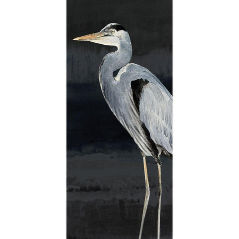 Heron on Black I Black Modern Wood Framed Art Print with Double Matting by Loreth, Lanie